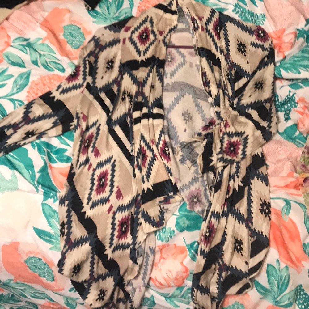 Tribal Cardigan Purple Blue Beige